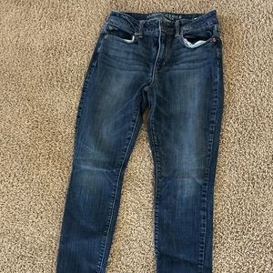 American eagle hi rise skinny 6 short dark denim